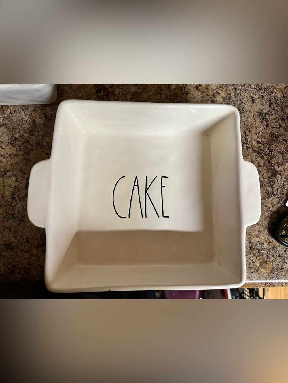 Rae Dunn White CAKE Square Ceramic Platter